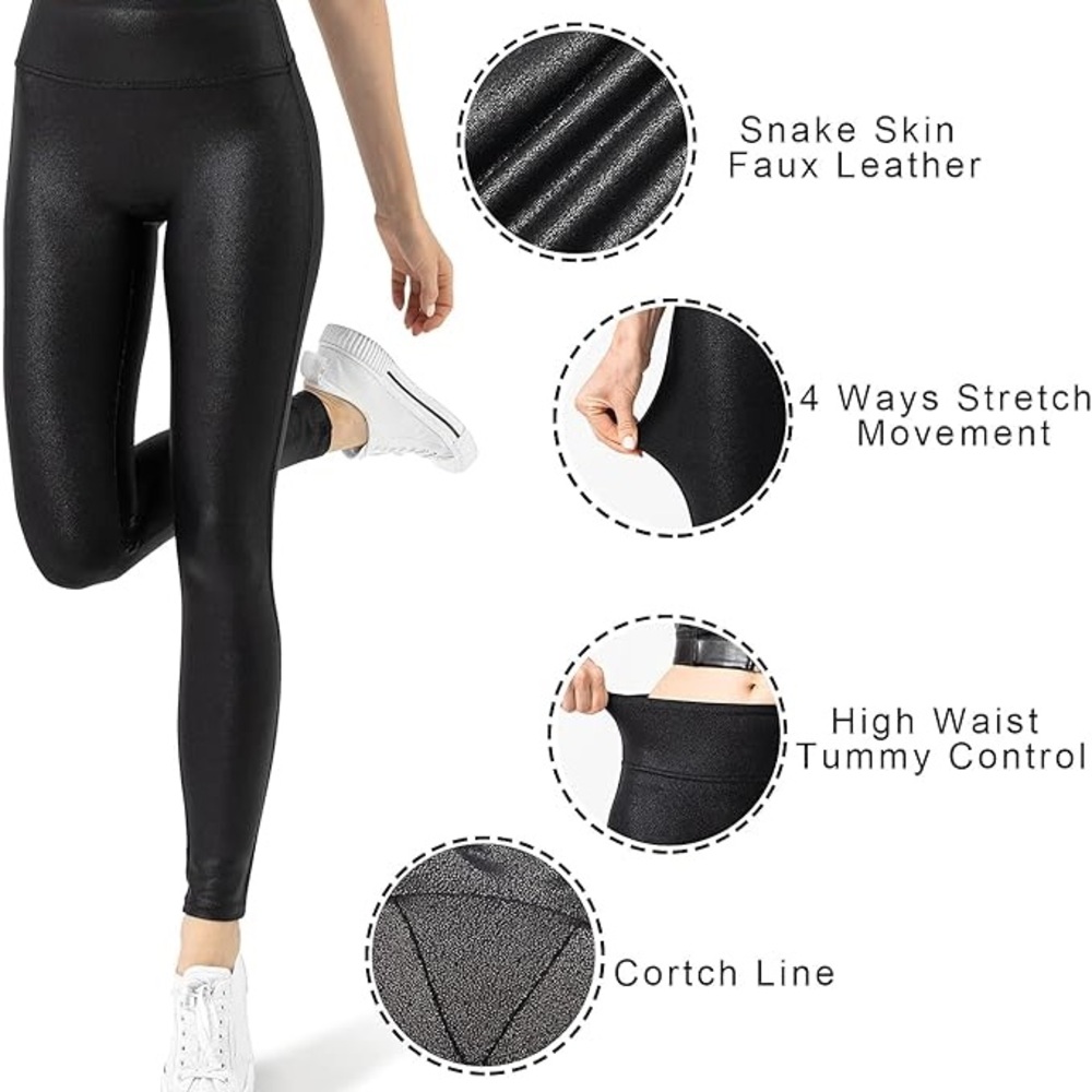 Women's Black Faux Leather Leggings